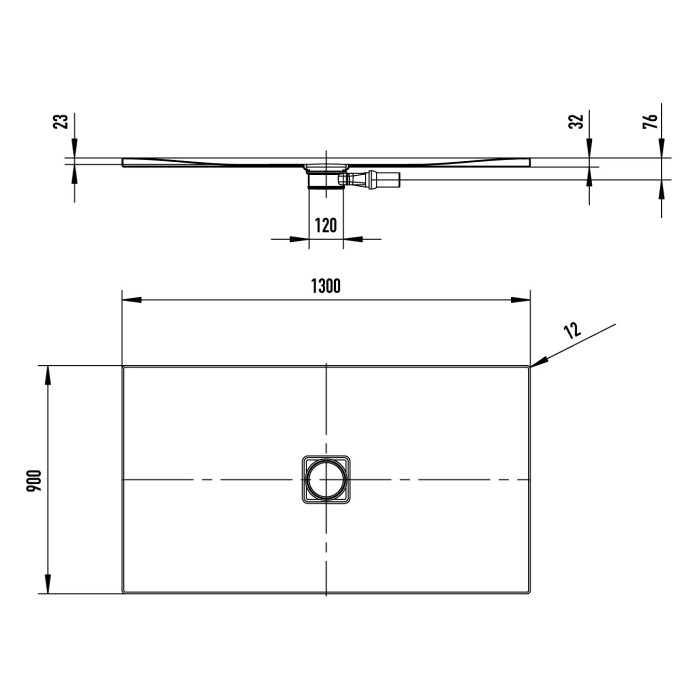 Kaldewei CONOFLAT 792-1 Duschwanne 90 x 130 cm mit Invisible Grip