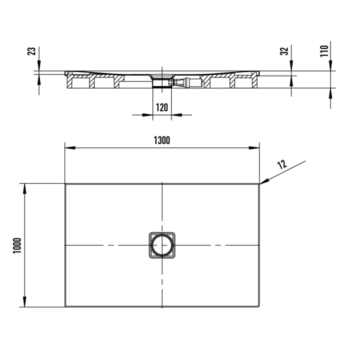 Kaldewei CONOFLAT 793-2 Duschwanne 100 x 130 cm mit Secure Plus, inkl. Wannenträger