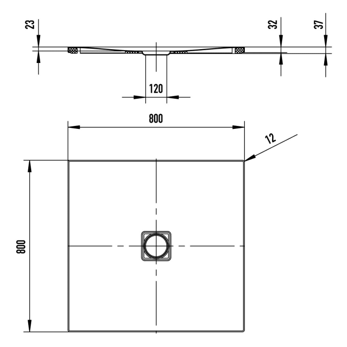 Kaldewei CONOFLAT 852-5 Duschwanne 80 x 80 cm mit Invisible Grip, inkl. Wannenträger extraflach