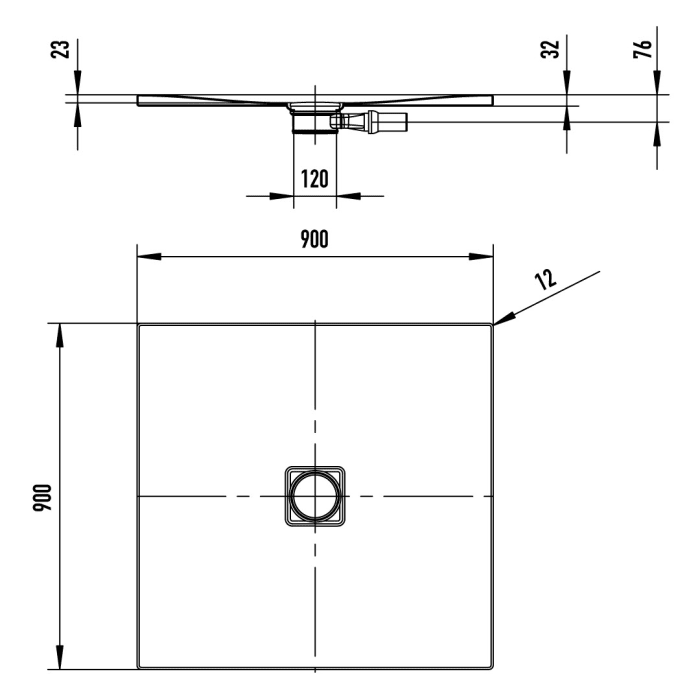 Kaldewei CONOFLAT 783-1 Duschwanne 90 x 90 cm mit Perl-Effekt