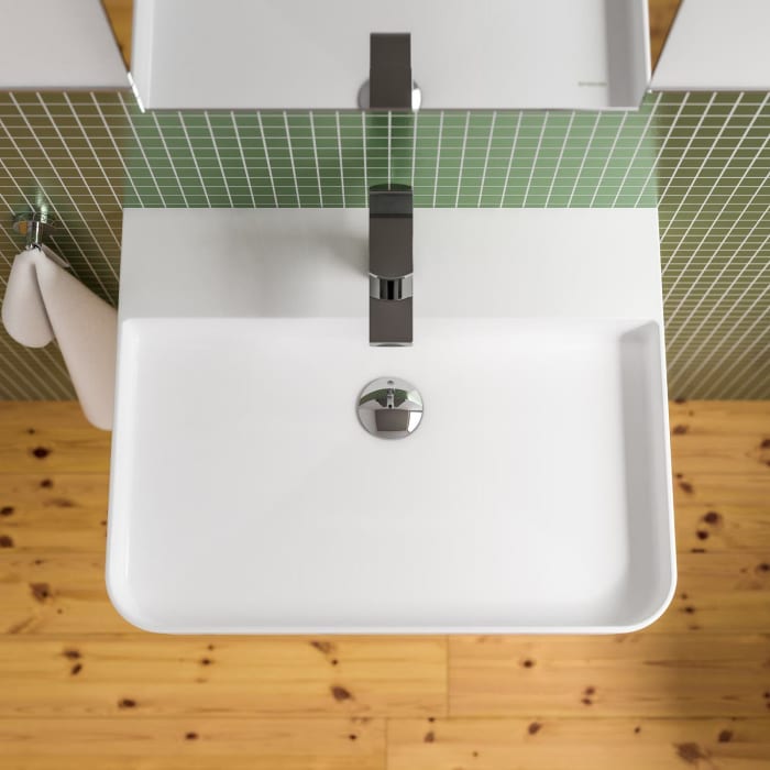 Treos Serie 800 Waschtisch 60,5 x 42 cm, mit Überlauf und 1 Hahnloch