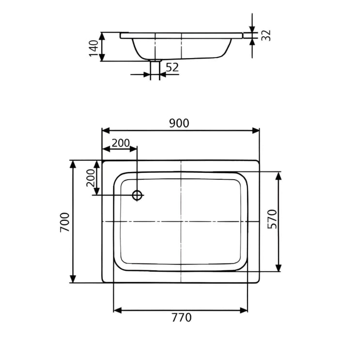 Kaldewei Sanidusch 539 Duschwanne 70 x 90 x 14 cm