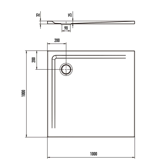 Kaldewei SUPERPLAN 1858-1 Duschwanne 100 x 100 cm mit Secure Plus