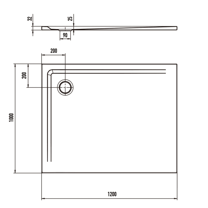 Kaldewei SUPERPLAN 1859-1 Duschwanne 100 x 120 cm mit Secure Plus