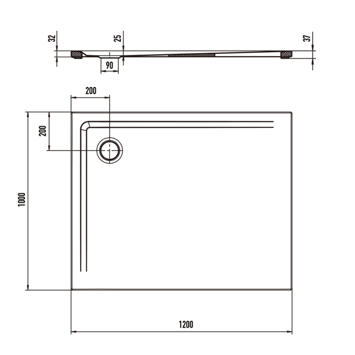 Kaldewei SUPERPLAN 1859-5 Duschwanne 100 x 120 cm mit Secure Plus, inkl. Wannenträger extraflach
