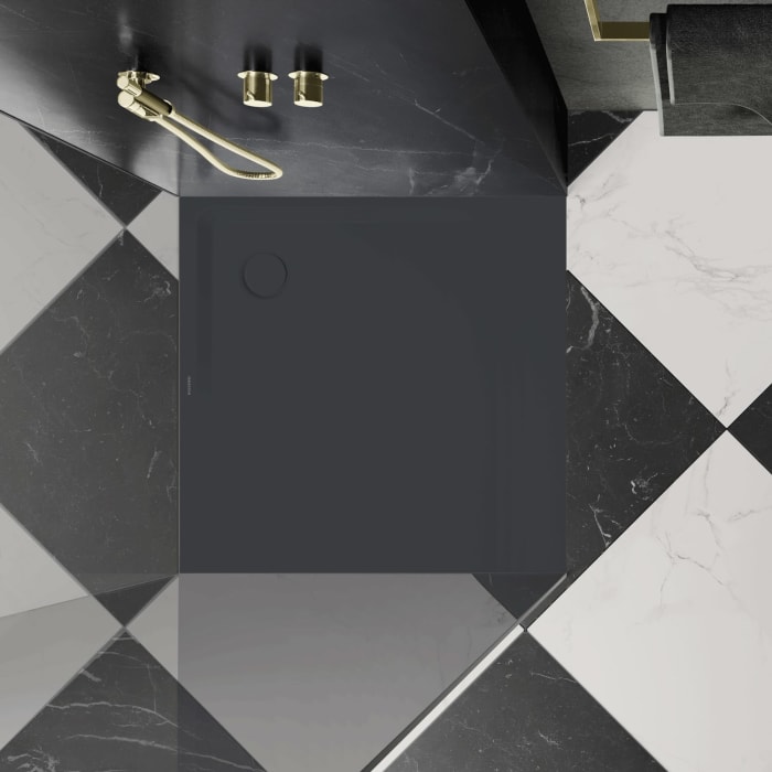 Kaldewei SUPERPLAN 1858-5 Duschwanne 100 x 100 cm mit Secure Plus, inkl. Wannenträger extraflach