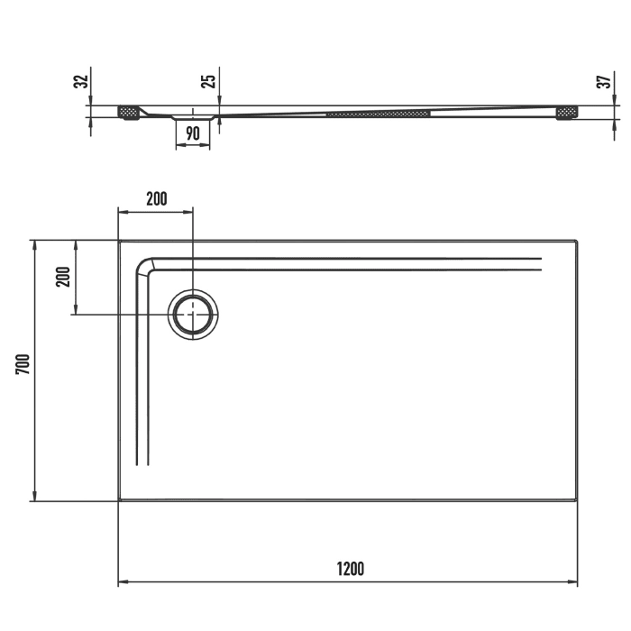 Kaldewei SUPERPLAN 1824-5 Duschwanne 70 x 120 cm mit Perl-Effekt, inkl. Wannenträger extraflach