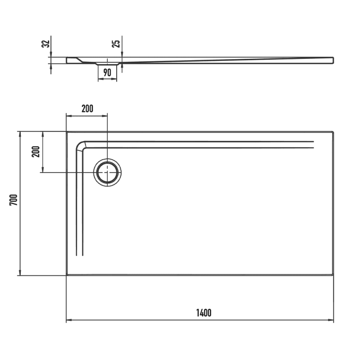 Kaldewei SUPERPLAN 1826-1 Duschwanne 70 x 140 cm mit Secure Plus