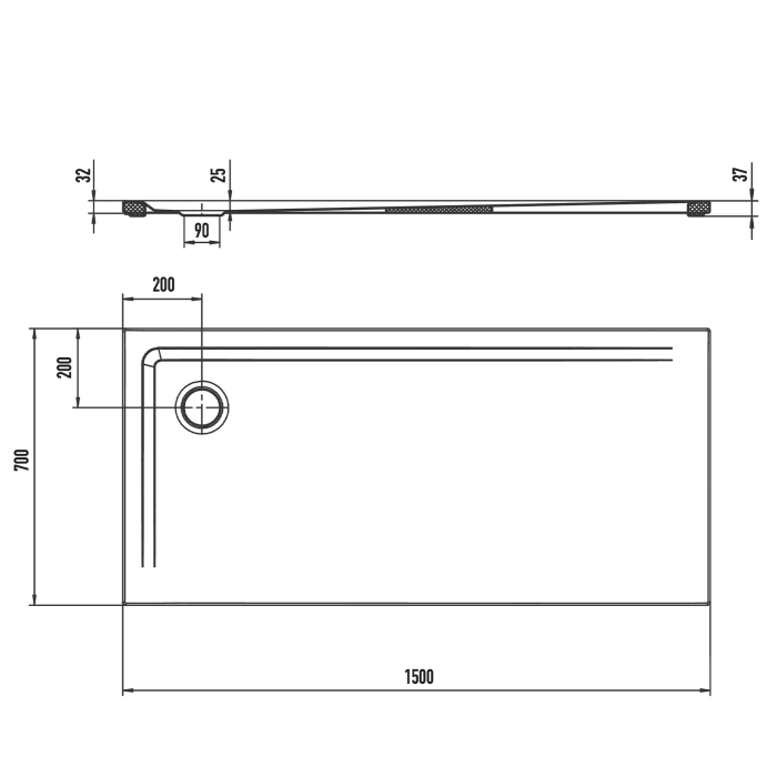 Kaldewei SUPERPLAN 1827-5 Duschwanne 70 x 150 cm mit Secure Plus, inkl. Wannenträger extraflach