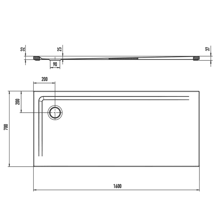 Kaldewei SUPERPLAN 1828-5 Duschwanne 70 x 160 cm mit Secure Plus, inkl. Wannenträger extraflach
