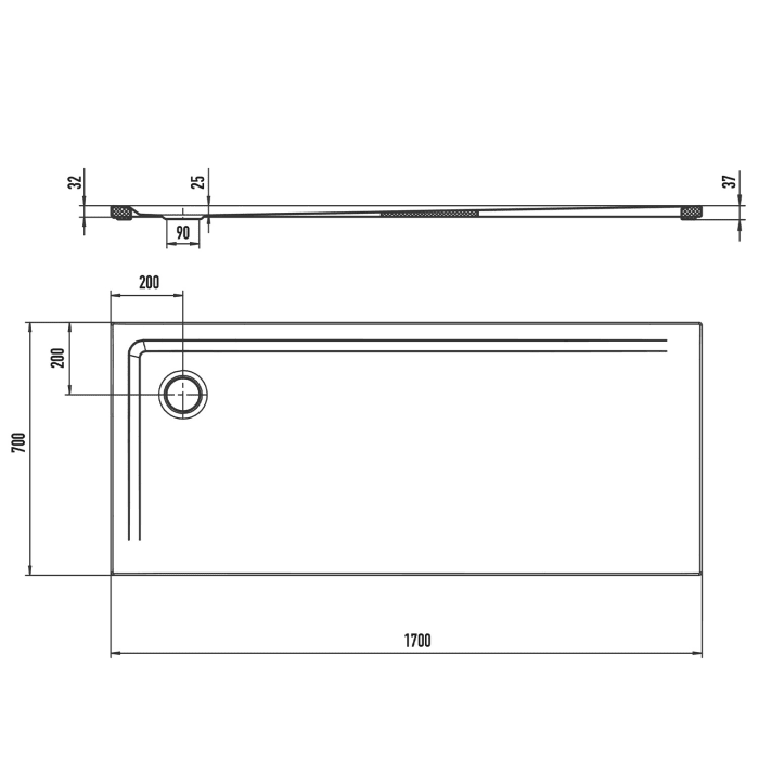 Kaldewei SUPERPLAN 1829-5 Duschwanne 70 x 170 cm mit Secure Plus, inkl. Wannenträger extraflach