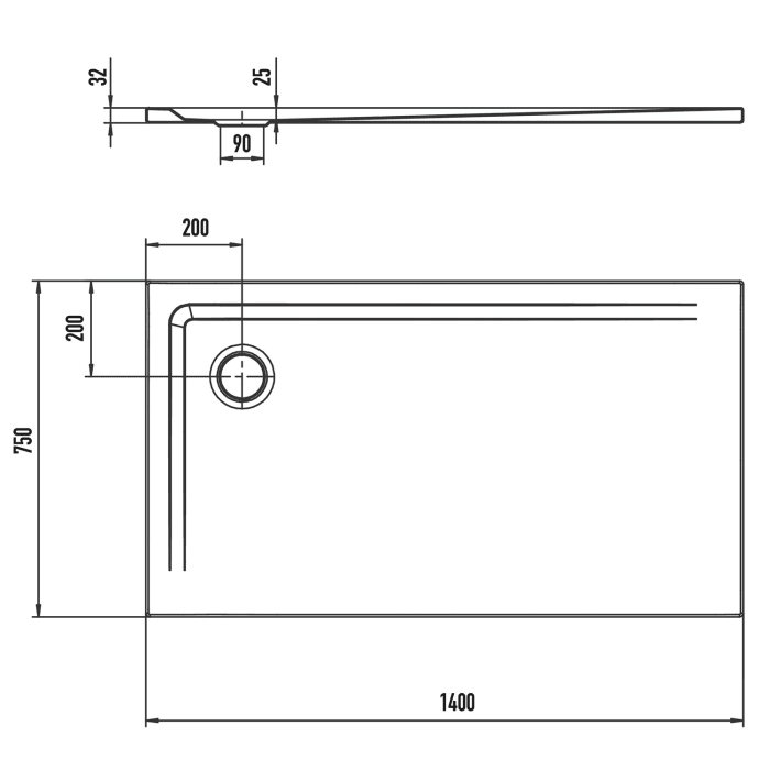 Kaldewei SUPERPLAN 1836-1 Duschwanne 75 x 140 cm