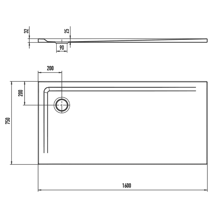 Kaldewei SUPERPLAN 1838-1 Duschwanne 75 x 160 cm mit Perl-Effekt