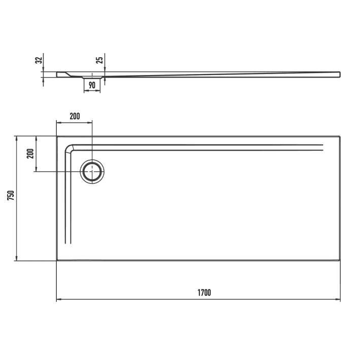 Kaldewei SUPERPLAN 1839-1 Duschwanne 75 x 170 cm mit Perl-Effekt