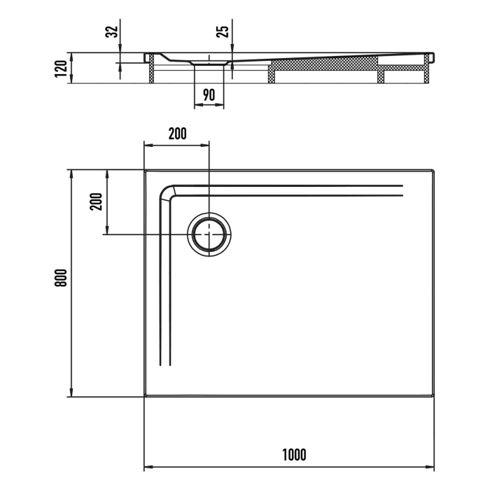 Kaldewei SUPERPLAN 1841-2 Duschwanne 80 x 100 cm mit Perl-Effekt, inkl. Wannenträger