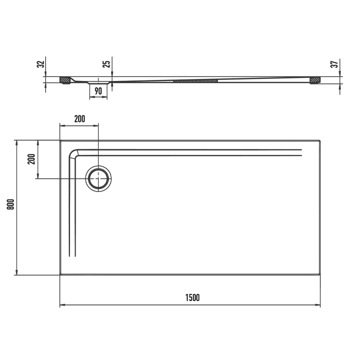 Kaldewei SUPERPLAN 1844-5 Duschwanne 80 x 150 cm mit Secure Plus, inkl. Wannenträger extraflach