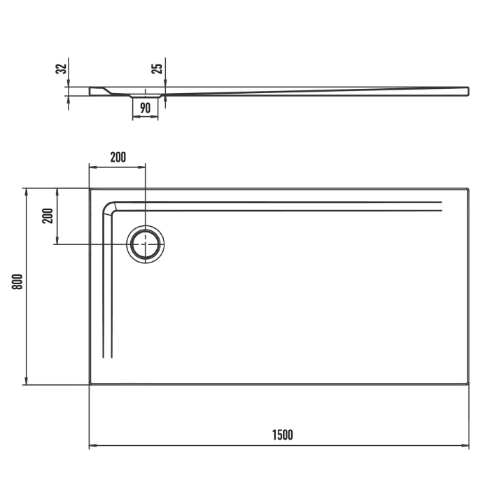 Kaldewei SUPERPLAN 1844-1 Duschwanne 80 x 150 cm, mit Invisible Grip