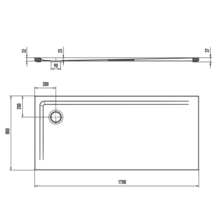 Kaldewei SUPERPLAN 1846-5 Duschwanne 80 x 170 cm mit Secure Plus, inkl. Wannenträger extraflach