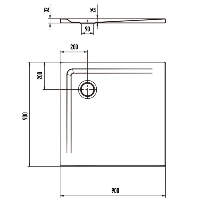 Kaldewei SUPERPLAN 1848-1 Duschwanne 90 x 90 cm, mit Invisible Grip