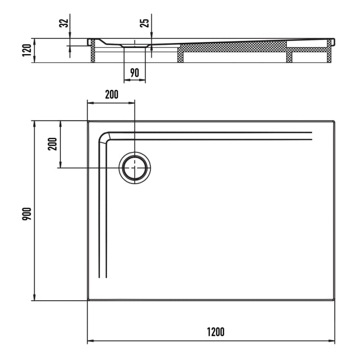 Kaldewei SUPERPLAN 1851-1 Duschwanne 90 x 120 cm, mit Invisible Grip