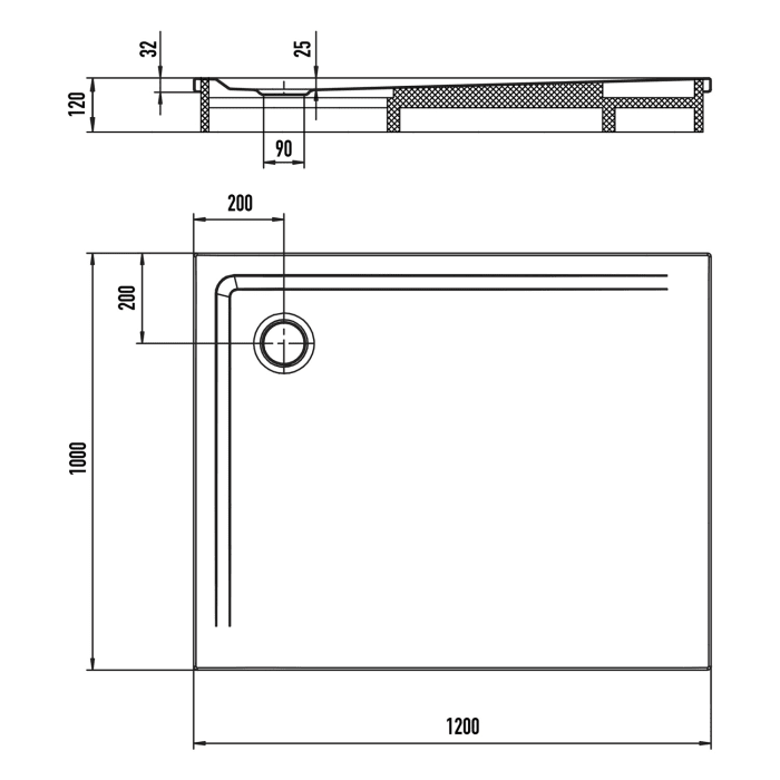 Kaldewei SUPERPLAN 1859-2 Duschwanne 100 x 120 cm mit Secure Plus, inkl. Wannenträger