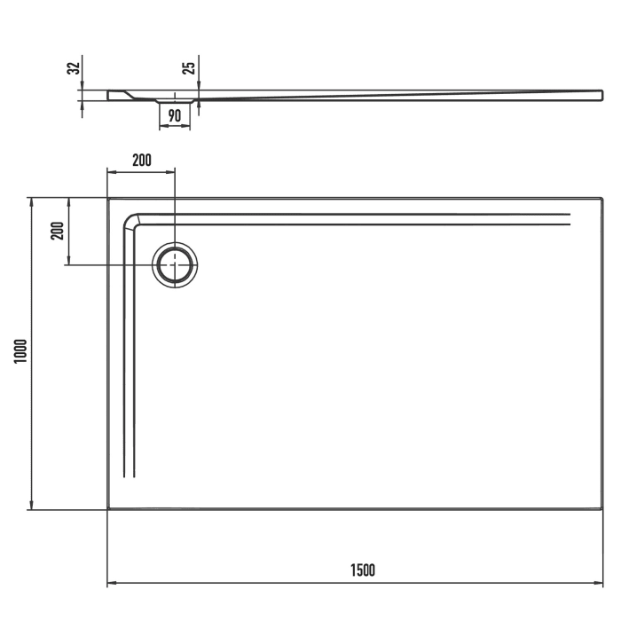 Kaldewei SUPERPLAN 1861-1 Duschwanne 100 x 150 cm mit Secure Plus