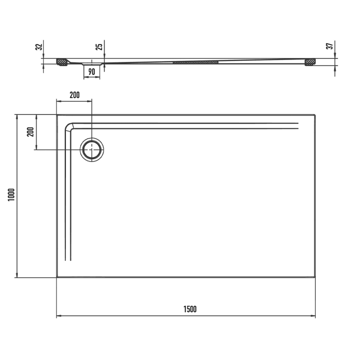 Kaldewei SUPERPLAN 1861-5 Duschwanne 100 x 150 cm mit Secure Plus, inkl. Wannenträger extraflach