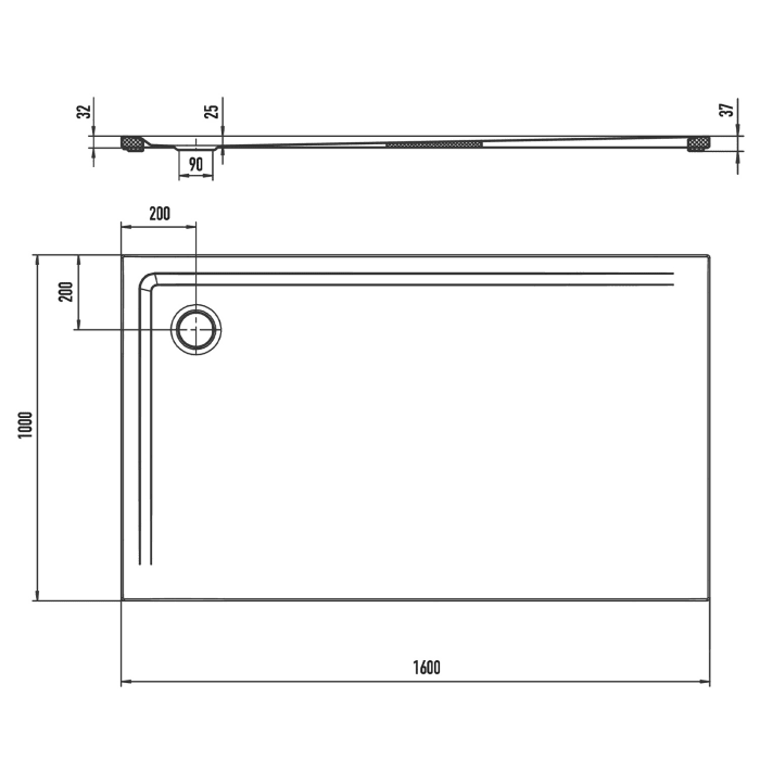 Kaldewei SUPERPLAN 1862-5 Duschwanne 100 x 160 cm mit Secure Plus, inkl. Wannenträger extraflach