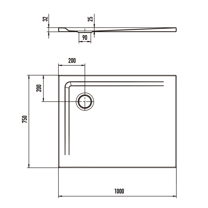 Kaldewei SUPERPLAN 1834-1 Duschwanne 75 x 100 cm