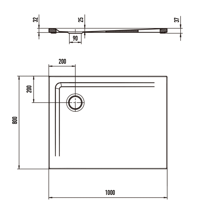 Kaldewei SUPERPLAN 1841-5 Duschwanne 80 x 100 cm, inkl. Wannenträger extraflach