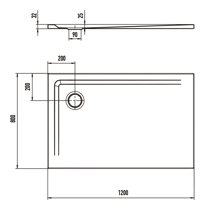 Kaldewei SUPERPLAN 1842-1 Duschwanne 80 x 120 cm mit Secure Plus