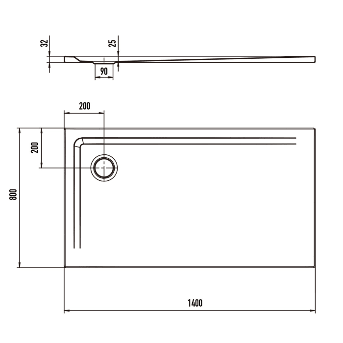 Kaldewei SUPERPLAN 1843-1 Duschwanne 80 x 140 cm