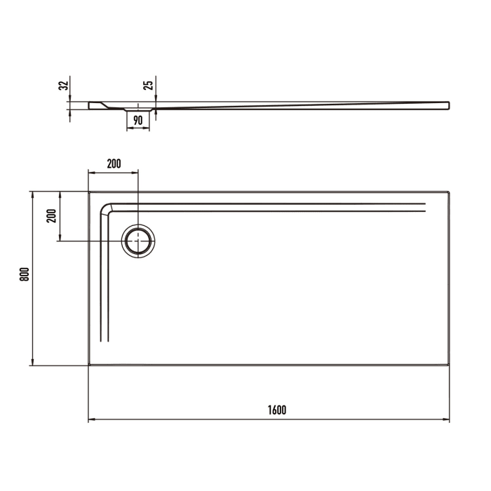 Kaldewei SUPERPLAN 1845-1 Duschwanne 80 x 160 cm mit Secure Plus