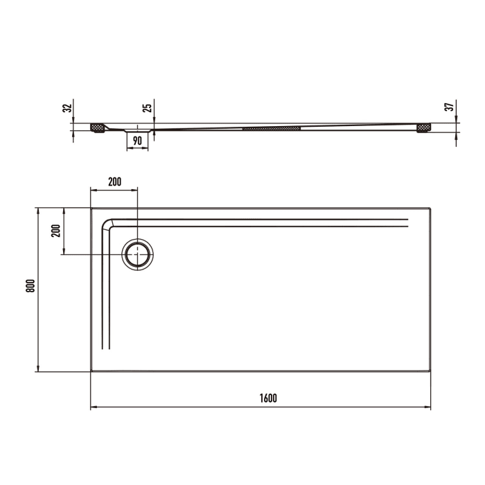 Kaldewei SUPERPLAN 1845-5 Duschwanne 80 x 160 cm mit Secure Plus, inkl. Wannenträger extraflach