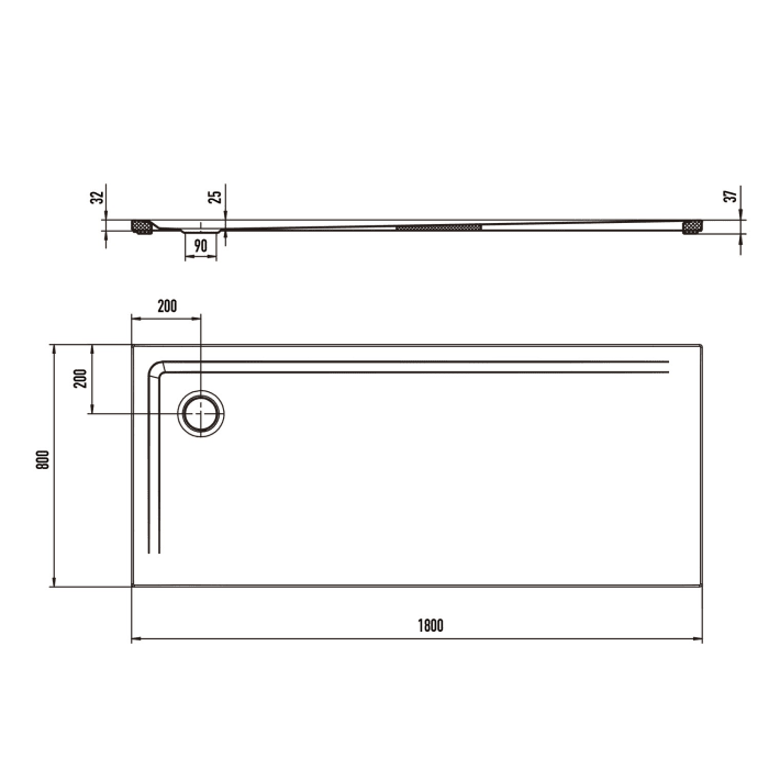 Kaldewei SUPERPLAN 1847-5 Duschwanne 80 x 180 cm mit Secure Plus, inkl. Wannenträger extraflach