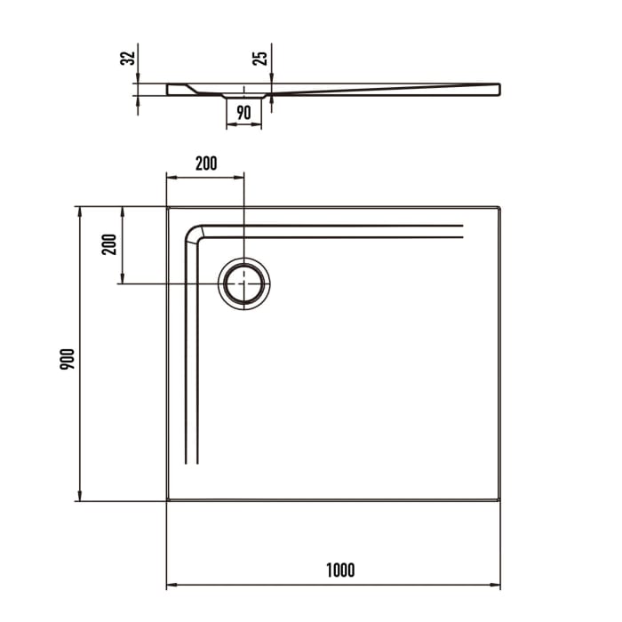 Kaldewei SUPERPLAN 1849-1 Duschwanne 90 x 100 cm mit Secure Plus