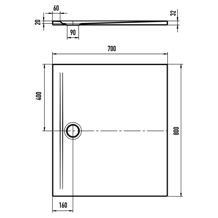 Kaldewei SUPERPLAN ZERO 1512-1 Duschwanne 70 x 80 cm mit Secure Plus