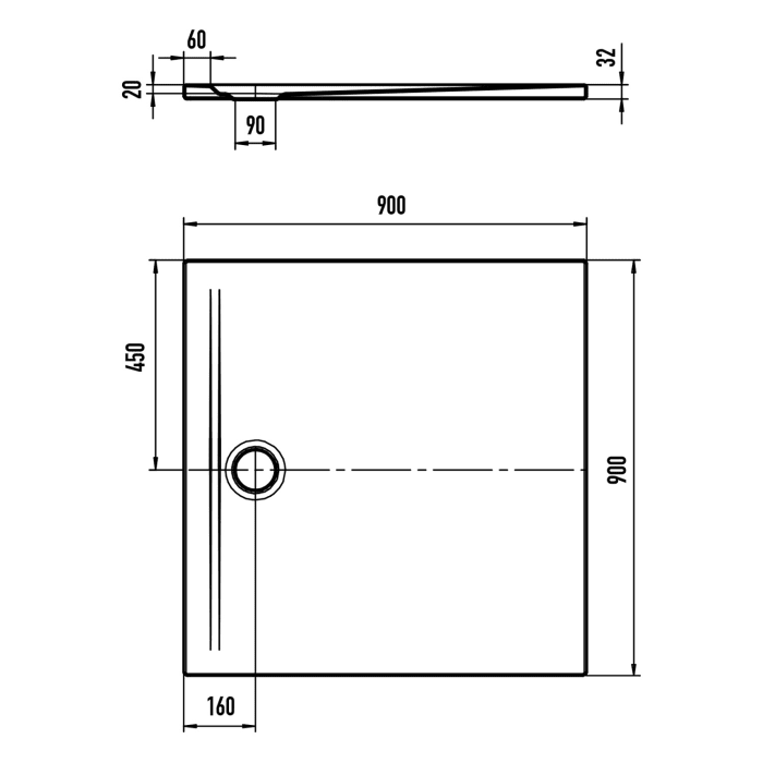 Kaldewei SUPERPLAN ZERO 1524-1 Duschwanne 90 x 90 cm