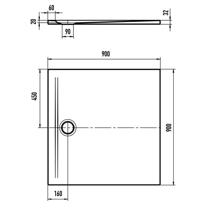 Kaldewei SUPERPLAN ZERO 1524-1 Duschwanne 90 x 90 cm