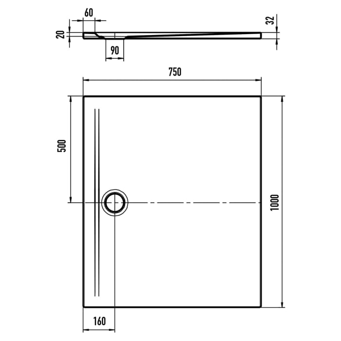 Kaldewei SUPERPLAN ZERO 1528-1 Duschwanne 75 x 100 cm