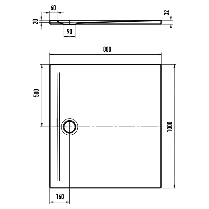 Kaldewei SUPERPLAN ZERO 1530-1 Duschwanne 80 x 100 cm