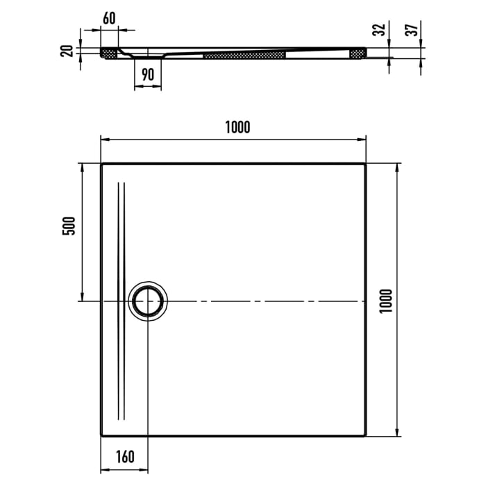 Kaldewei SUPERPLAN ZERO 1534-5 Duschwanne 100 x 100 cm mit Perl-Effekt, inkl. Wannenträger extraflach