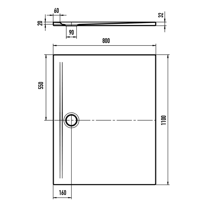 Kaldewei SUPERPLAN ZERO 1540-1 Duschwanne 80 x 110 cm