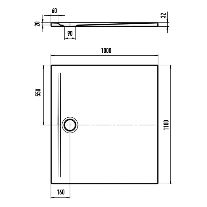 Kaldewei SUPERPLAN ZERO 1544-1 Duschwanne 100 x 110 cm mit Invisible Grip