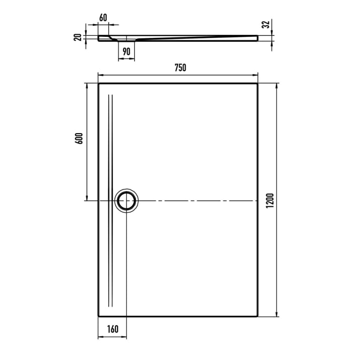 Kaldewei SUPERPLAN ZERO 1550-1 Duschwanne 75 x 120 cm mit Invisible Grip