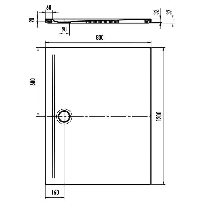 Kaldewei SUPERPLAN ZERO 1552-5 Duschwanne 80 x 120 cm, inkl. Wannenträger extraflach