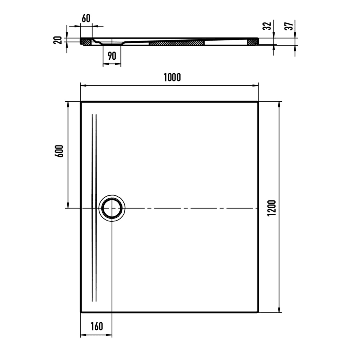 Kaldewei SUPERPLAN ZERO 1556-5 Duschwanne 100 x 120 cm mit Perl-Effekt, inkl. Wannenträger extraflach
