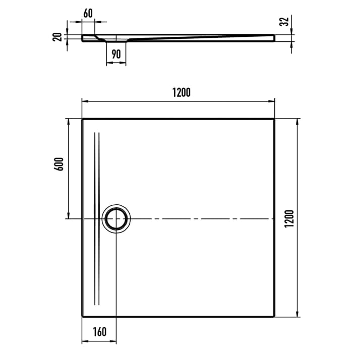 Kaldewei SUPERPLAN ZERO 1560-1 Duschwanne 120 x 120 cm mit Perl-Effekt