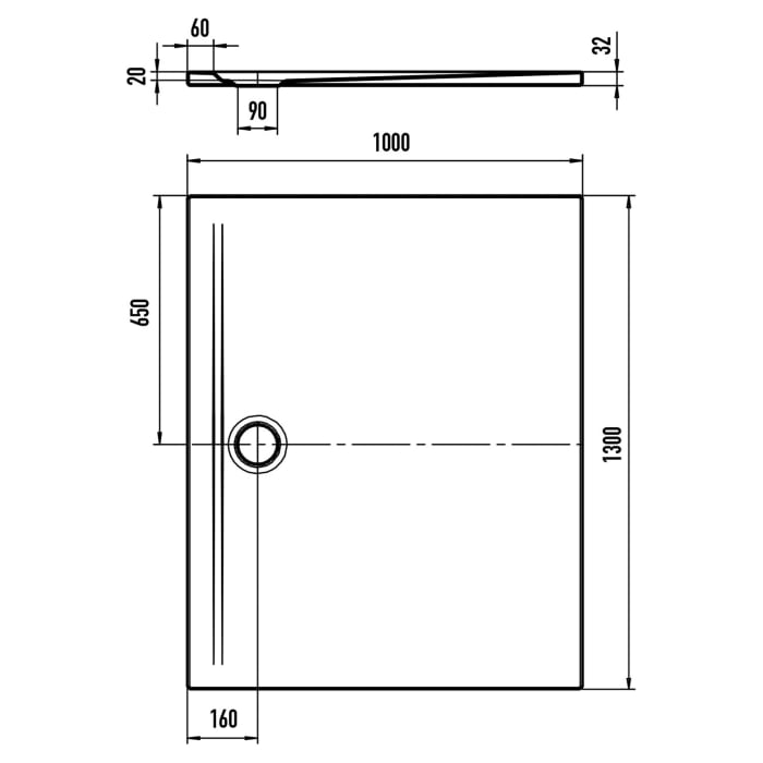 Kaldewei SUPERPLAN ZERO 1570-1 Duschwanne 100 x 130 cm mit Secure Plus