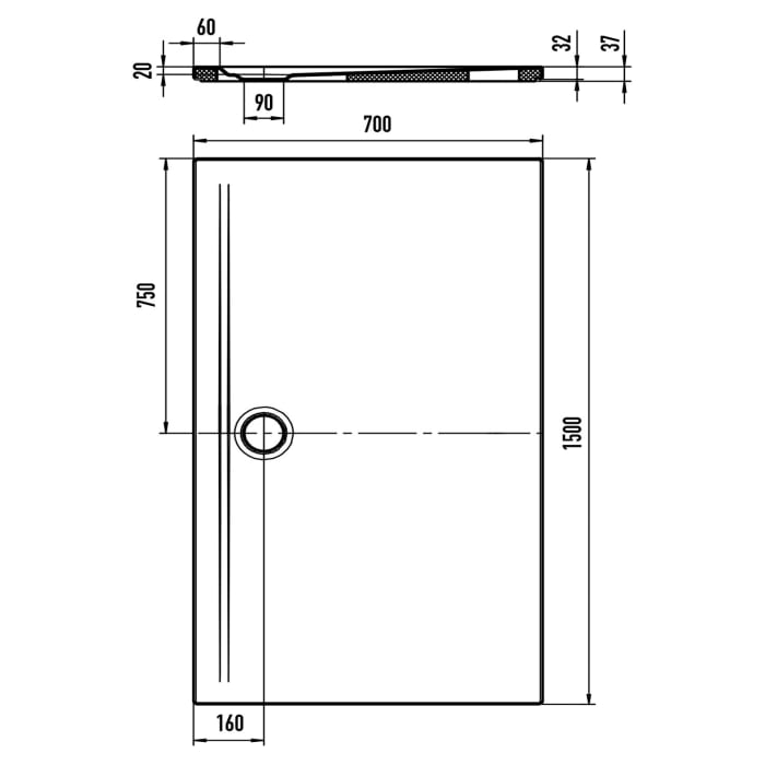 Kaldewei SUPERPLAN ZERO 1582-5 Duschwanne 70 x 150 cm, inkl. Wannenträger extraflach